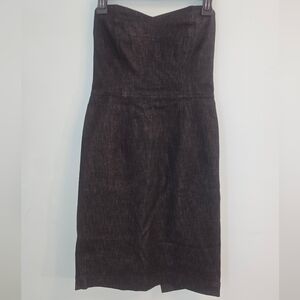 DKNY Strapless Sweetheart Structured Black Denim Dress